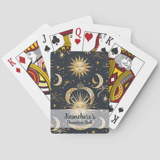 Skapa Ditt Eget Utbroderat Celestiala Blå & Guld Casinokort (Baksidan)