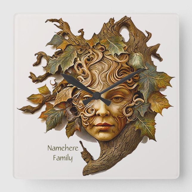 Skapa ditt eget vackra Golden Dryad Fyrkantig Klocka (Framsida)