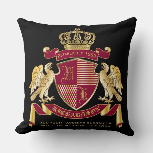 Skapa Ditt Eget Vapen Rött Guldörn Emblem Kudde (Framsida)