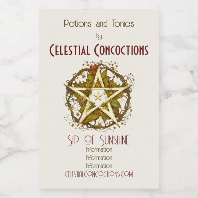 Skapa ditt eget Victorian Höst löv Pentacle Vinetikett (Enkel etikett)