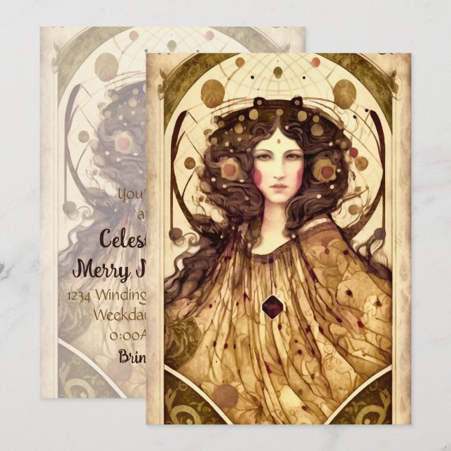 Skapa ditt eget Victorian Witch Inbjudningar (Fram/baksida)