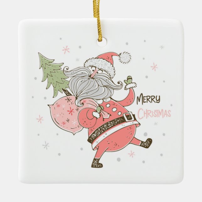 Skapa ditt eget vita Fånig Jultomten Julgransprydnad Keramik (Framsida)