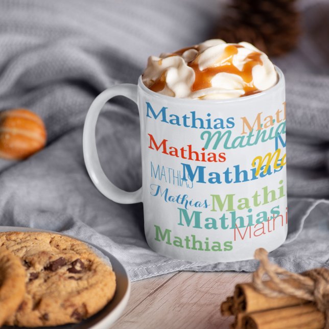 Skapa ditt namn Mönster på vitt Kaffemugg (happy day moment)