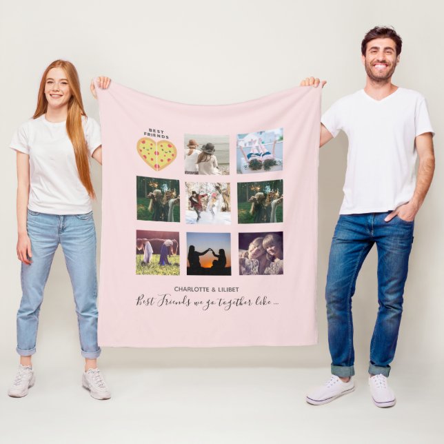 Skapa egen BFF Photo Collage Pizza Gift Fleecefilt (På plats)