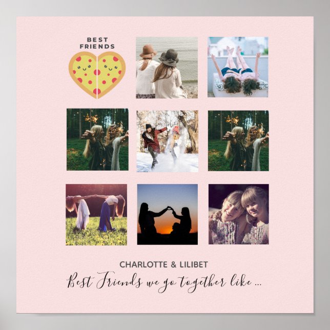 Skapa egen BFF Photo Collage Pizza Gift Poster (Framsidan)