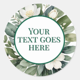 skapa egen bröllop-dekal vit blomma eucalyptus runt klistermärke