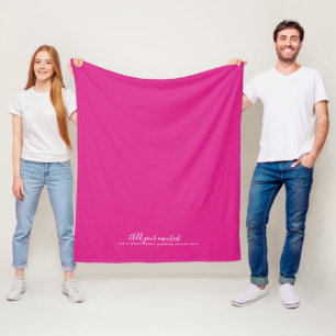 Skapa egen CERISE ROSA Anpassningsbar Text-Personl Fleecefilt