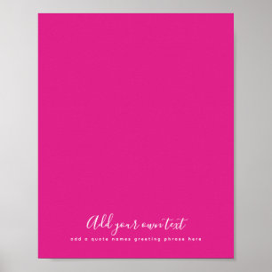 Skapa egen CERISE ROSA Anpassningsbar Text-Personl Poster