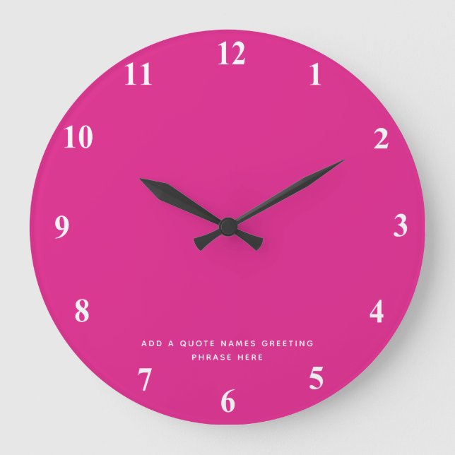 Skapa egen CERISE ROSA Anpassningsbar Text-Personl Stor Klocka (Framsida)