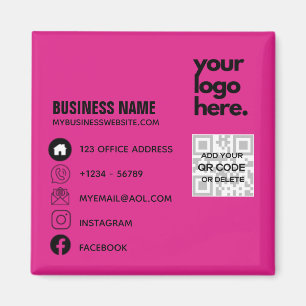 Skapa egen CERISE ROSA QR CODE-Affärskortets Logot Magnet