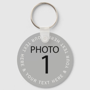 Skapa egen mallFOTO och vit färg-text Nyckelring