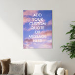 Skapa egen offert canvastryck<br><div class="desc">Skapa en egen anpassningsbar-offertväggskonst. Anpassa det här kanvastrycket med modern minimalistisk typografi och solnedgång i himlar molnbakgrunden.</div>