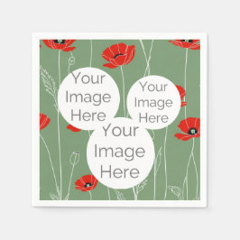 skapa egen papper fototextmall vallmo pappersservett