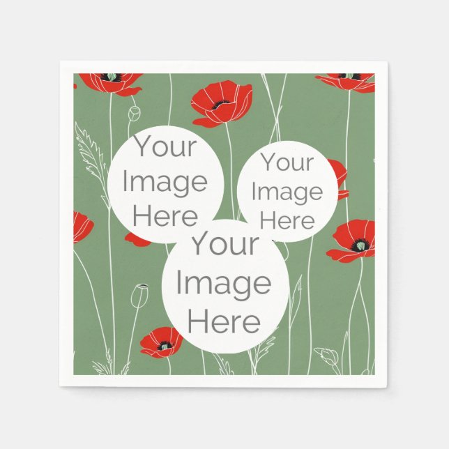 skapa egen papper fototextmall vallmo pappersservett (Framsidan)