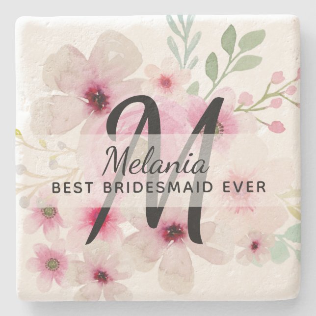 Skapa egen ROSA  BLOMMIGT BOHO BridalParty Gift Stenunderlägg (Framsidan)