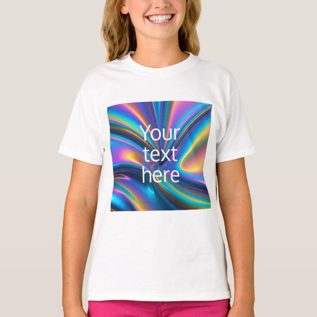 skapa eget bildtextdekal luminös hologram t shirt (Framsida)