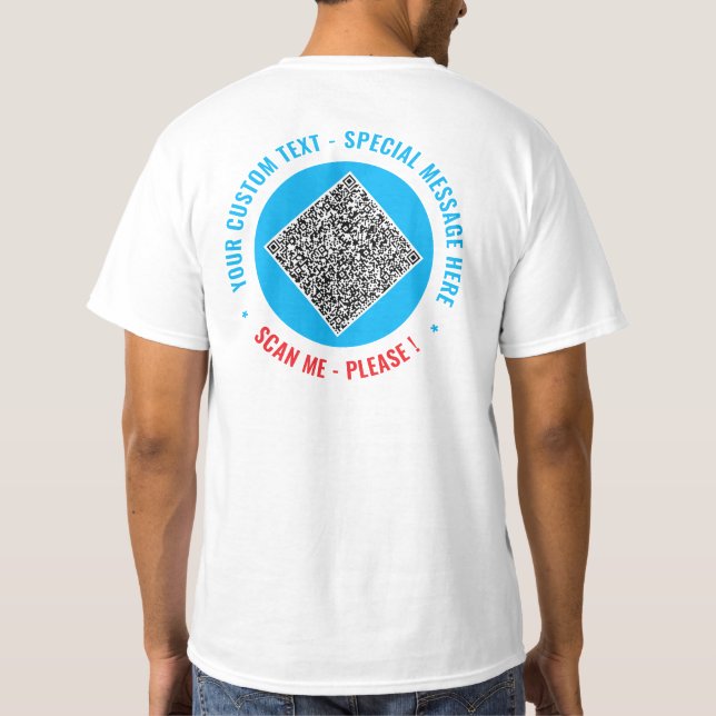 Skapa eget exempel på QR-kod T-Shirt med text (Baksida)