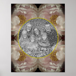 Skapa eget foto med rosa peonyblomma ram poster