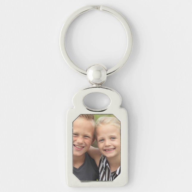 Skapa eget foto rektangulärt silverfärgad nyckelring (Framsidan)