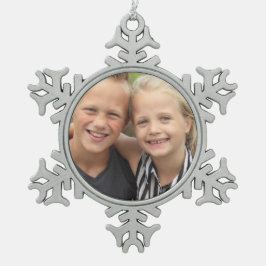 Skapa eget foto snöflinga pewter julgransprydnad