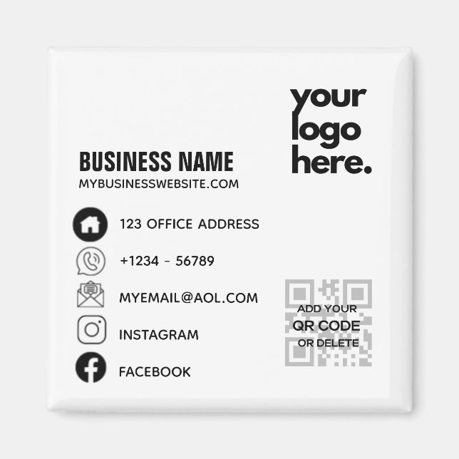 Skapa eget QR-kod Business Logotyp Social Media ID Magnet (Framsidan)