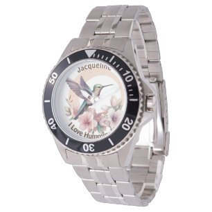Skapa eget vattenfärgsnamn för Hummingbird Armbandsur