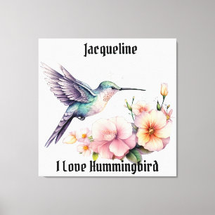 Skapa eget vattenfärgsnamn för Hummingbird Canvastryck