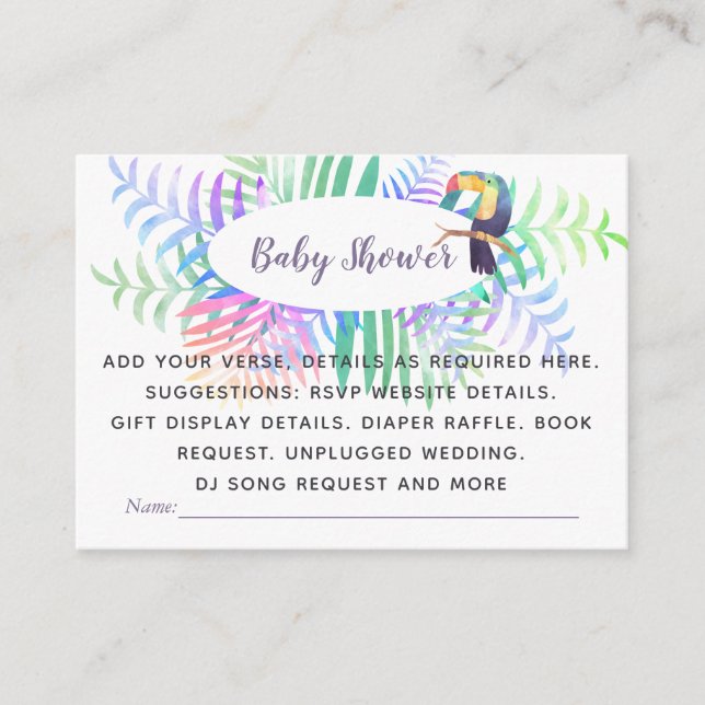 Skapa egna händelseinfogningar - Tropical Baby Sho Tilläggskort (Framsida)