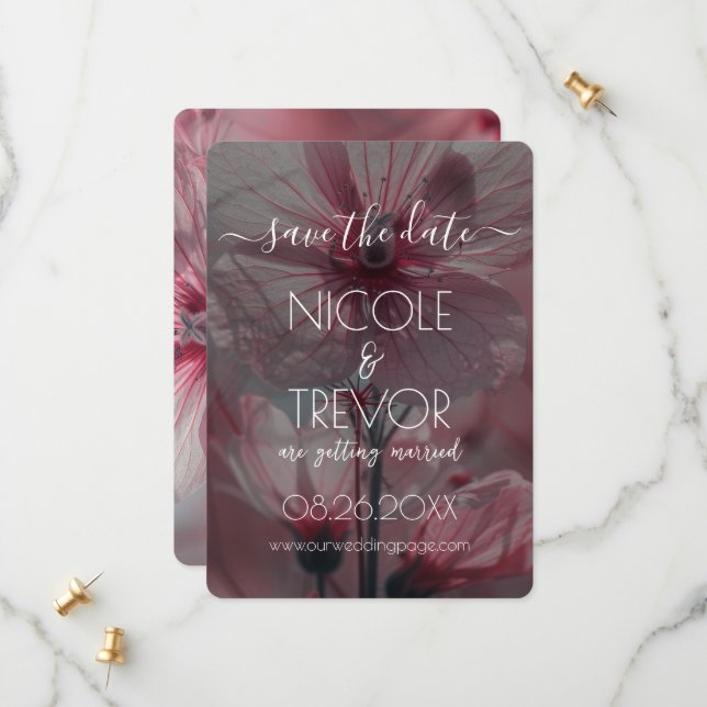 Skapa egna - Rosa Translucent Flowers Spara Datumet (Fram/Back In Situ)