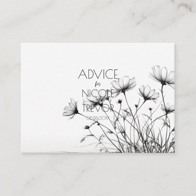 Skapa egna - Söt B&W-blommor Rådkort (Framsida)