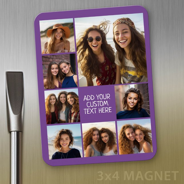 Skapa en anpassad fotokollage med 8 bilder magnet (Personalized magnet with photo collage and text)