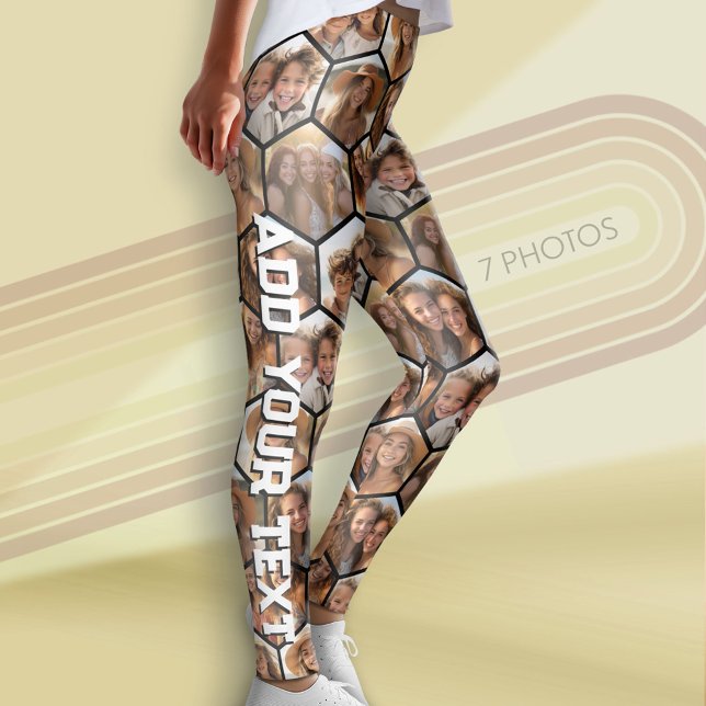 Skapa en Anpassningsbar 7 Photo Collage Honeycomb  Leggings (Custom Leggings with Photos)