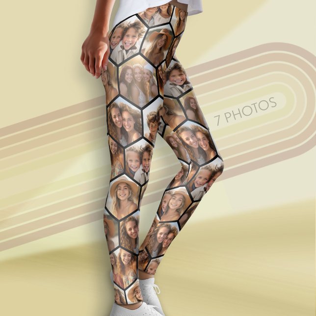 Skapa en Anpassningsbar 7 Photo Collage Honeycomb  Leggings (Custom Leggings with Photo Collage)