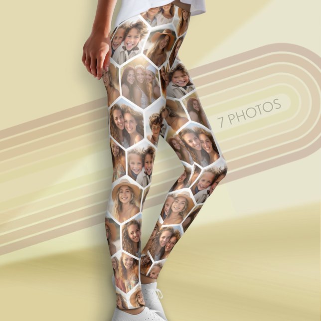 Skapa en Anpassningsbar 7 Photo Collage Honeycomb  Leggings (Custom Leggings with Photo Collage)