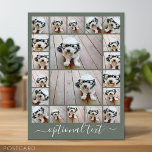 Skapa en Anpassningsbar Photo Collage - 20 foton Vykort<br><div class="desc">Använda upp till 18 kvadratiska och 2 liggande-/vågrät-foton för att skapa en unik och personlig gåva. För bästa resultat kan du skörd dina foton till fyrkanter innan du överför dem. Den här trendiget med ställe för extra eller ett monogram innehåller rent linjer och ett modernt rutnät. Om du behöver justera...</div>