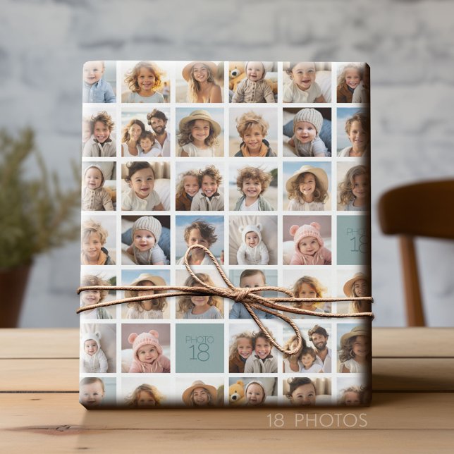 Skapa en Anpassningsbar Photo Collage med 18 foton Presentpapper (Custom Photo Wrapping Paper)
