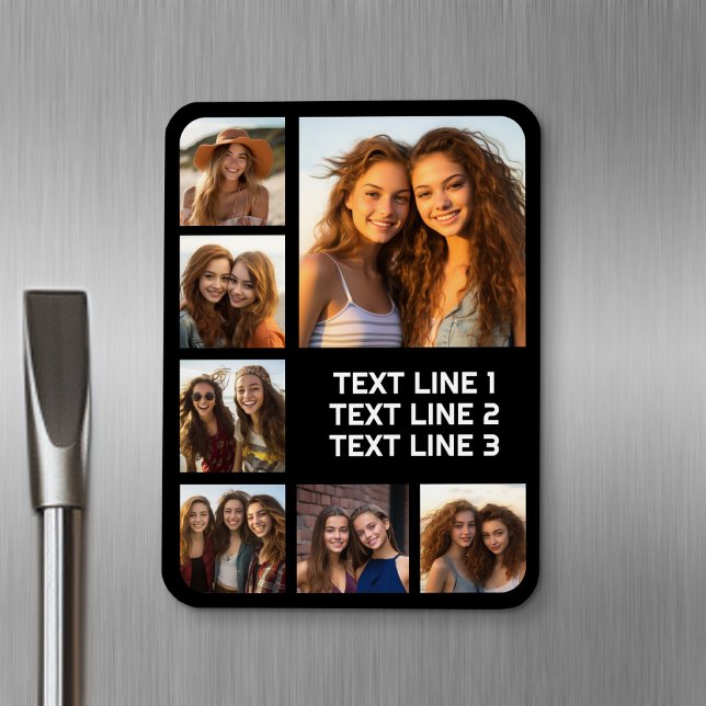 Skapa en Anpassningsbar Photo Collage med 7 foton  Magnet (Personalized fridge magnet - add photos and custom text)