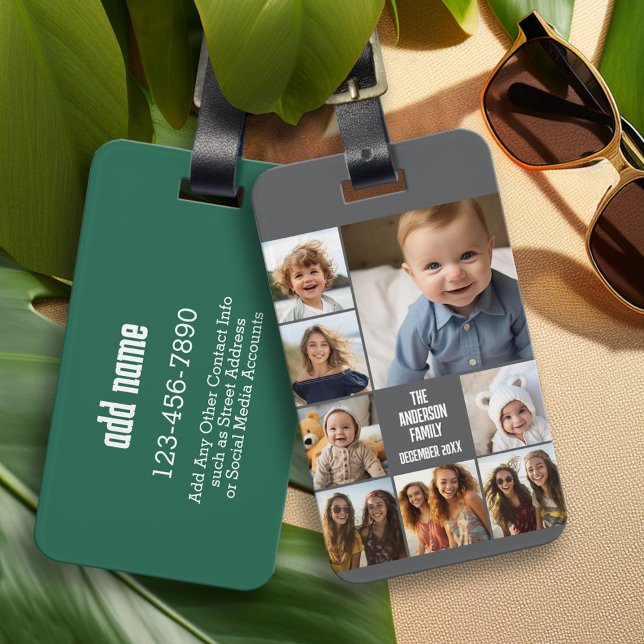 Skapa en Anpassningsbar Photo Collage med 8 foton Bagagebricka (Personalized Luggage and Bag Tag)