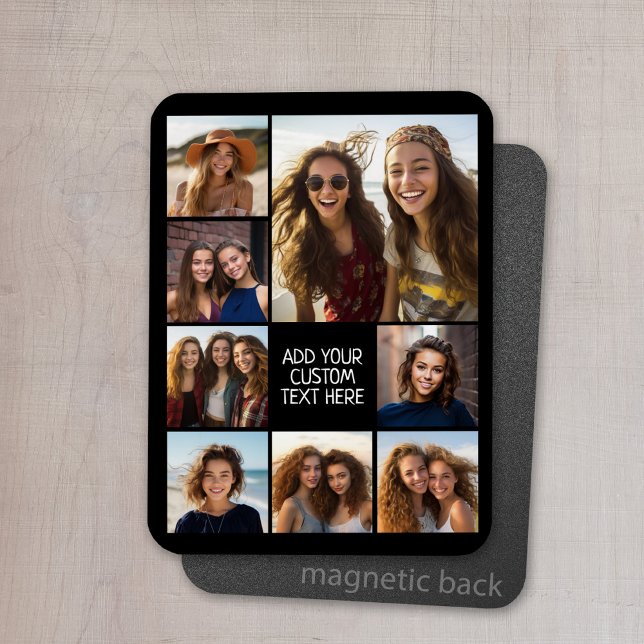 Skapa en Anpassningsbar Photo Collage med 8 foton Magnet (Personalized refrigerator magnet with photo collage and custom text - add 8 photos to this design)