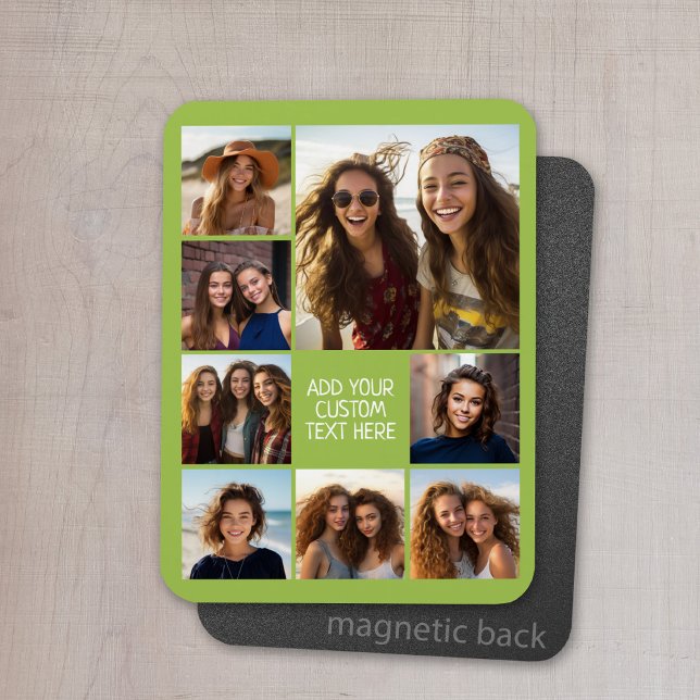 Skapa en Anpassningsbar Photo Collage med 8 foton Magnet (Personalized refrigerator magnet with photo collage and custom text - add 8 photos to this design)
