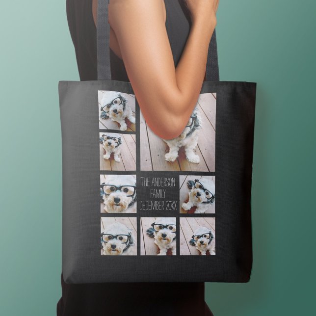 Skapa en Anpassningsbar Photo Collage med 8 foton Tygkasse (Personalized tote bag - add your name or other text)
