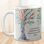 Skapa en egen inspirationskälla/Motiv citat Kaffemugg<br><div class="desc">Det här dekorativa kaffet mugg har ett mosaiskt träd i regnbåge färg och utrymme för dig att lägga till ditt eget inspirerande citat. Använda alternativet Anpassa ytterligare om du vill ändra texten storlekt, stil eller färg om du vill. Eftersom vi skapar vår egen teckning kommer du inte att hitta just...</div>