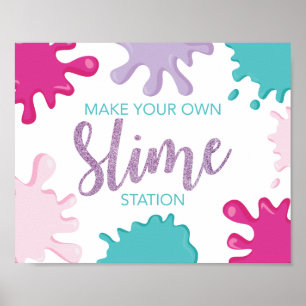 Skapa en egen rosa för Slime födelsedagsfest Poster