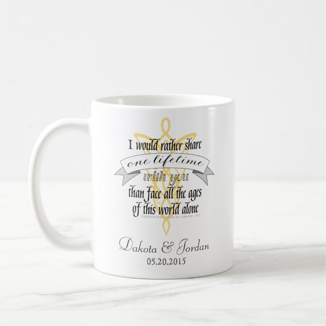 Skapa en "en livstid med dig"-offert med banderoll kaffemugg (Vänster)