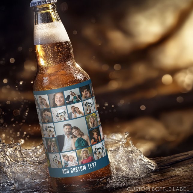 Skapa en Funky Photo Collage med 27 foton Ölflaska Etikett (Custom Photo Collage on a Food and Beverage Label)