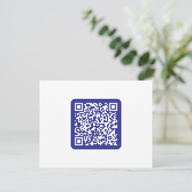 Skapa en skannbar QR-kod | Redigerbar mörkblå Tack Kort (Stående Fram)