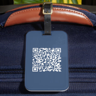 Skapa en skannerbar QR-kod Fläktad marin blå Bagagebricka