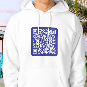 Skapa en skannerbar QR-kod Redigerbar Mörk blått Hoodie