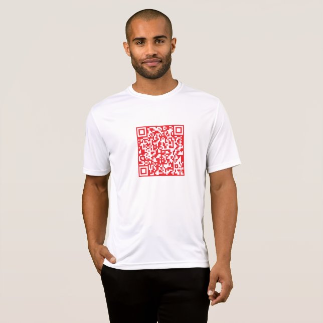 Skapa en skannerbar röd (redigerbar) QR-kod T Shirt (Hel framsida)