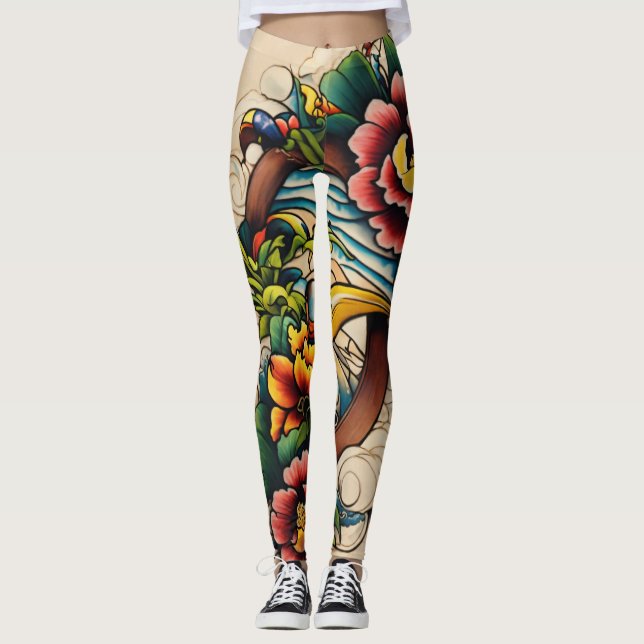 Skapa en tatueringskonstruktion med fällande verka leggings (Framsida)